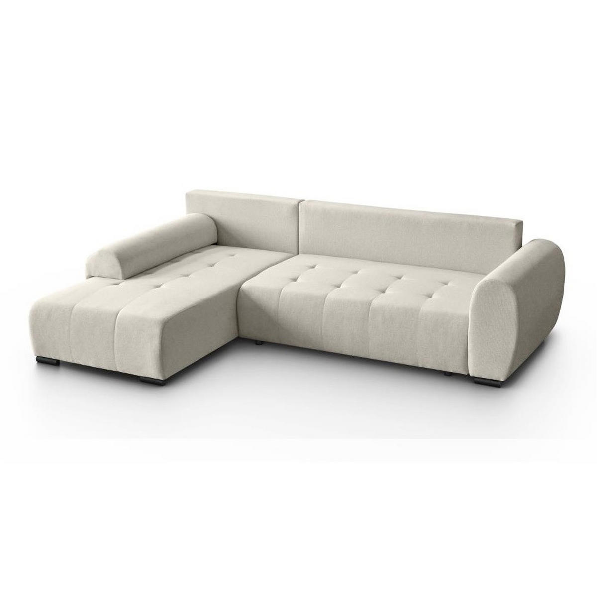ECKSCHLAFSOFA Diana mt Bettkasten beige links - Beige/Schwarz, Textil (255/175cm) - Beautysofa