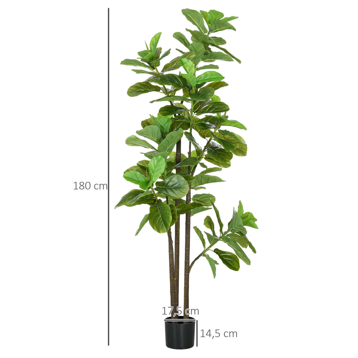 PFLANZENSET Grün realistisch mit Topf 180 cm (2er-Set) - Grün, Kunststoff (180cm) - PANGIVO