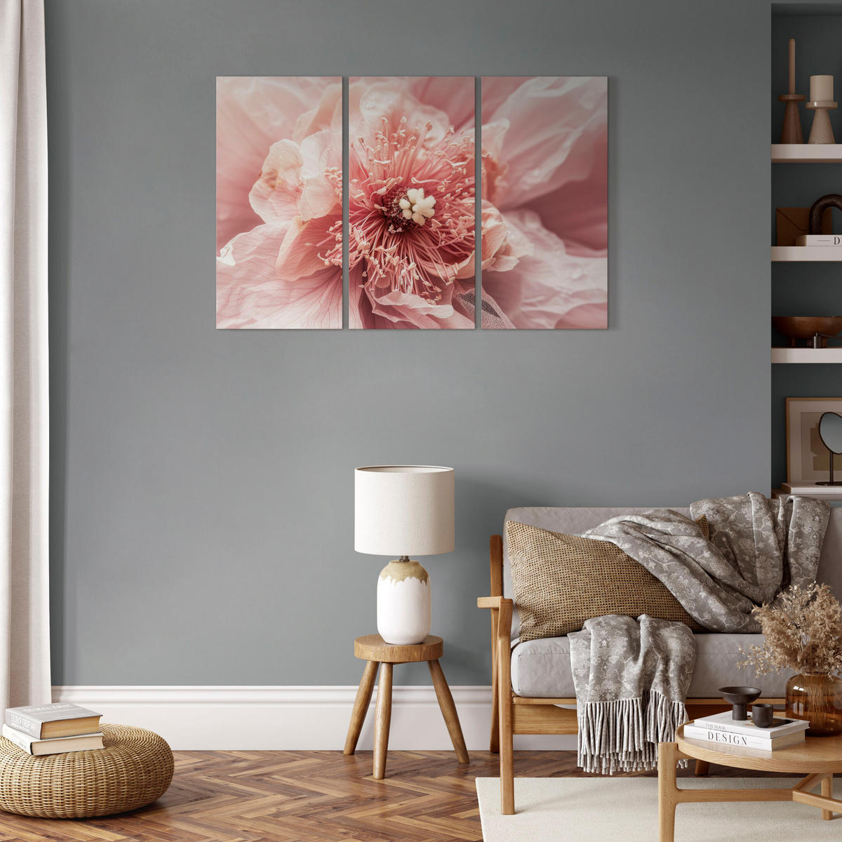 LEINWANDBILD Magnolie 3-tlg. 90x60 cm - Multicolor, Holz (90/60cm) - LUMASOUL