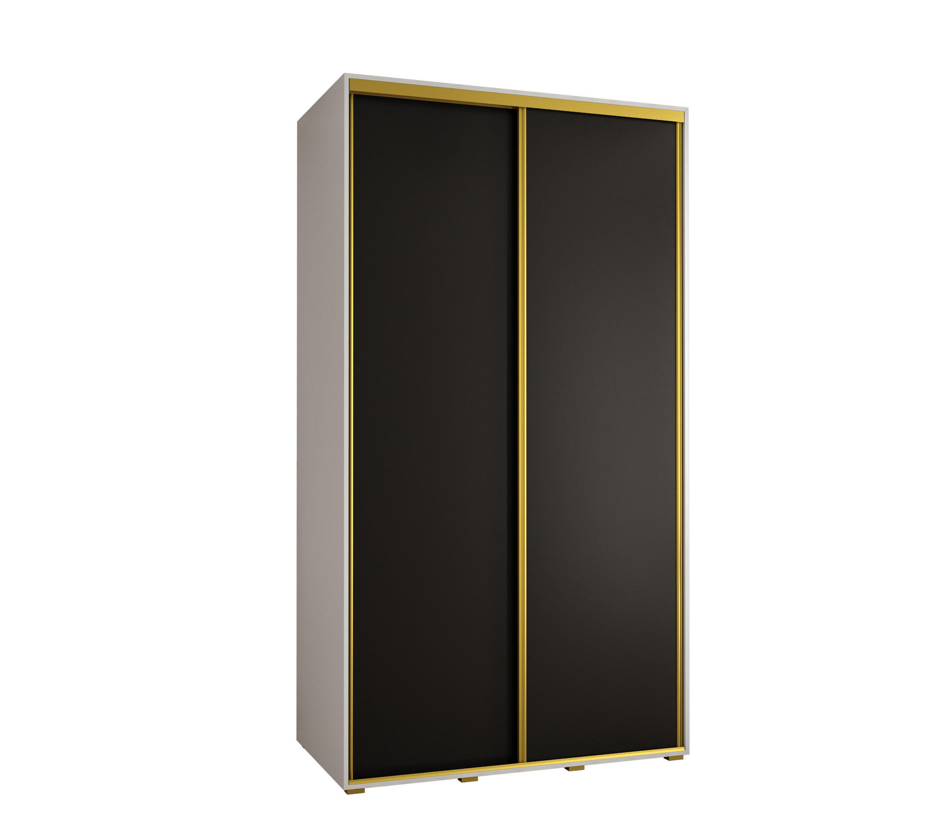 Abiks Möbel Schwebetürenschrank Weiß, Schwarz, Gold 140x235x60 cm