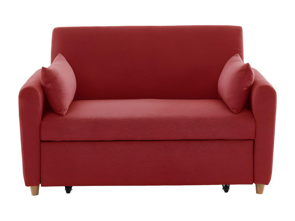 SCHLAFSOFA 2-Sitzer - Stoff - Rot - AYLA - Rot, Textil (140/86/87cm) - Vente-Unique