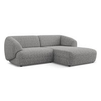 ECKSOFA rechts Strukturstoff Stoff Grau - Hellgrau/Schwarz, Kunststoff/Textil (230/98cm) - Makamii