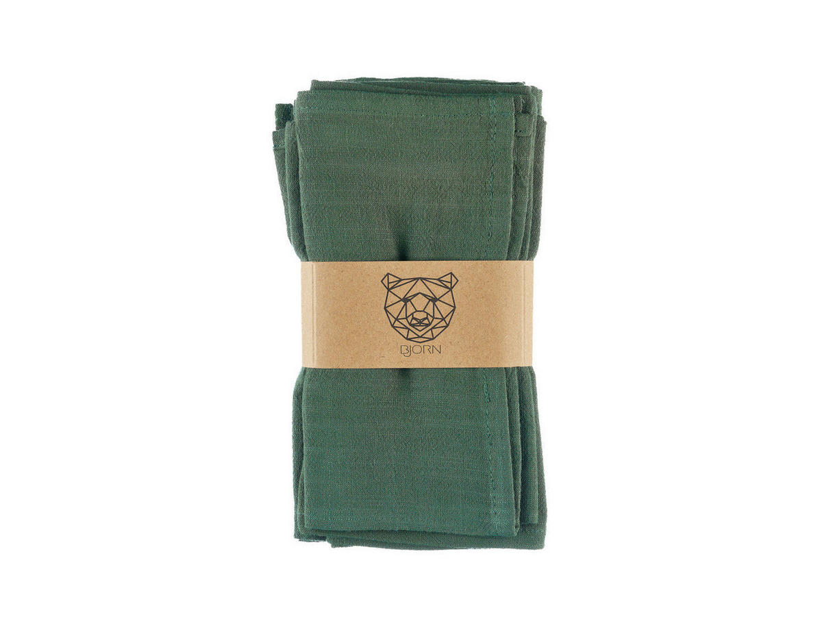 TISCHSERVIETTE - 6er-Set - Leinen und Baumwolle in Tannengrün - Grün, Textil (40/40cm) - Björn