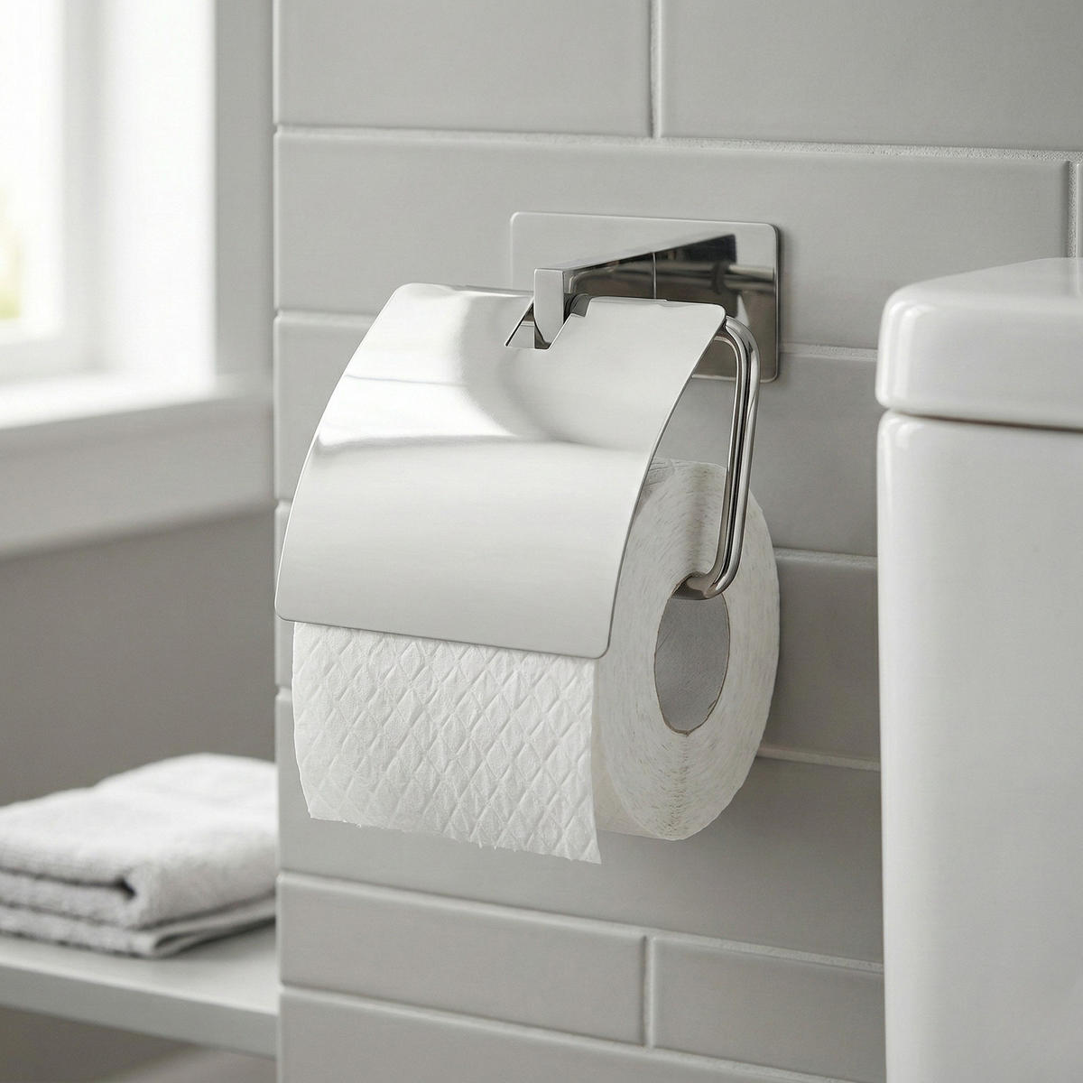 TOILETTENPAPIERHALTER mit Deckel Genova 6,2/14/11,4 cm - Silberfarben, Metall (14/11.4/6.2cm) - Wenko
