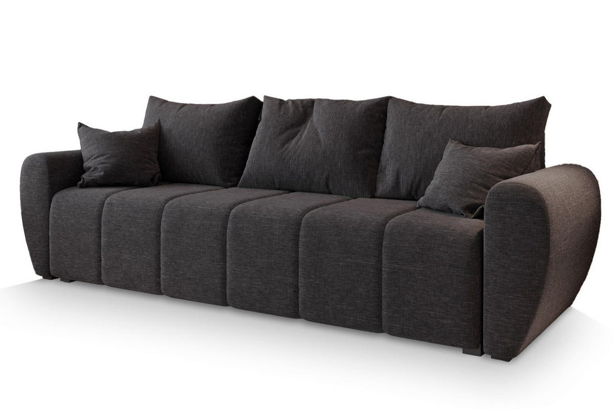 BETTSOFA MADISON Grau Dünner Stoff mit Schlaffunktion - Grau, Textil (242/82/80cm) - MASSENO