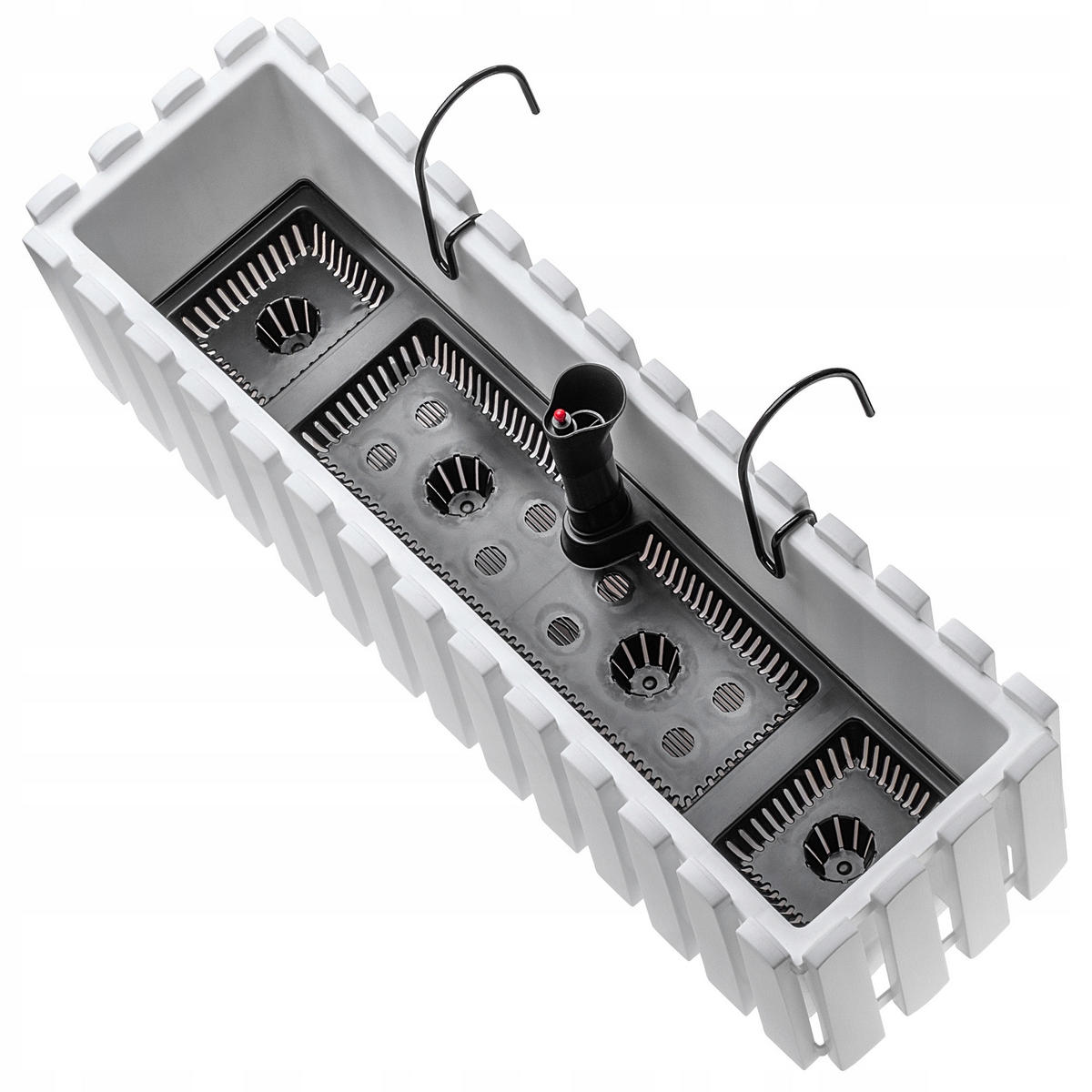 BALKONKASTEN mit Griffen und Bewässerungssystem, 60 cm, Weiß - Weiß, Kunststoff (18/58cm) - KADAX