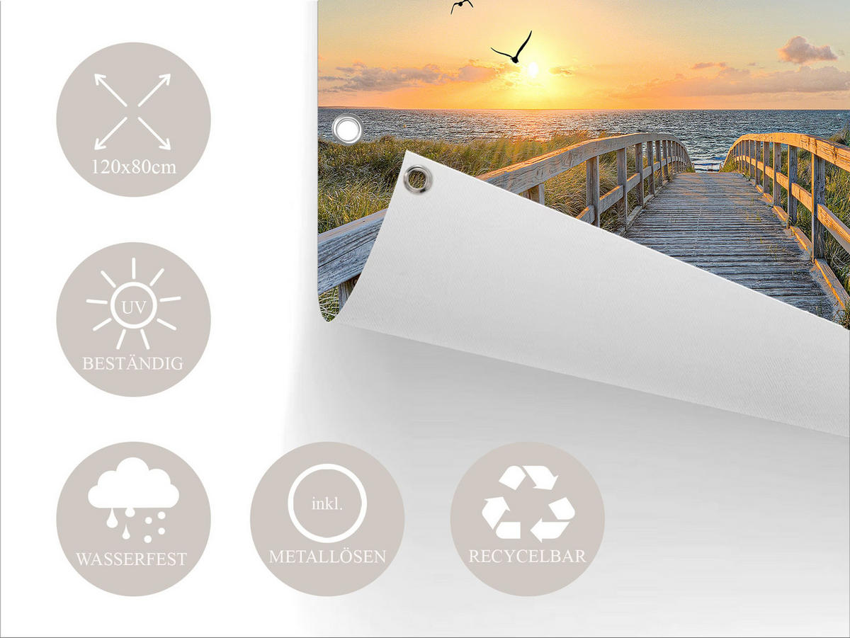 GARTEN-POSTER 120x80 cm Strand Meer - Beige, Kunststoff (120/80/2cm) - artissimo