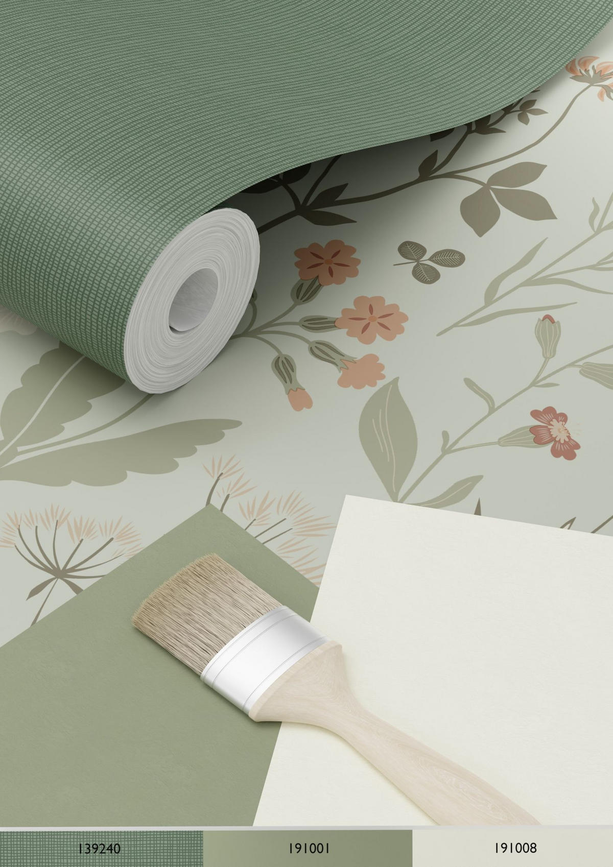 TAPETE Feldblumen 53 cm x 10.05 m - Grün, Papier (53/1000cm) - ESTAhome