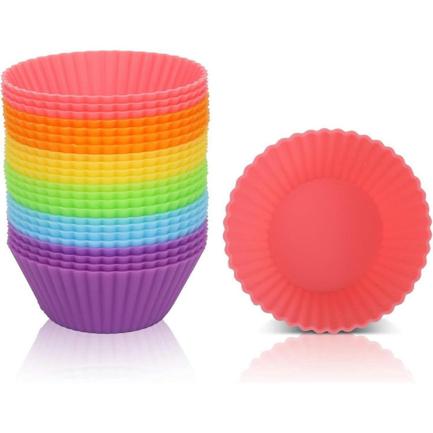 MUFFINFORMEN Silikon 24er Set Regenbogenfarben - Multicolor, Kunststoff (3.1/2.1/5.3cm)