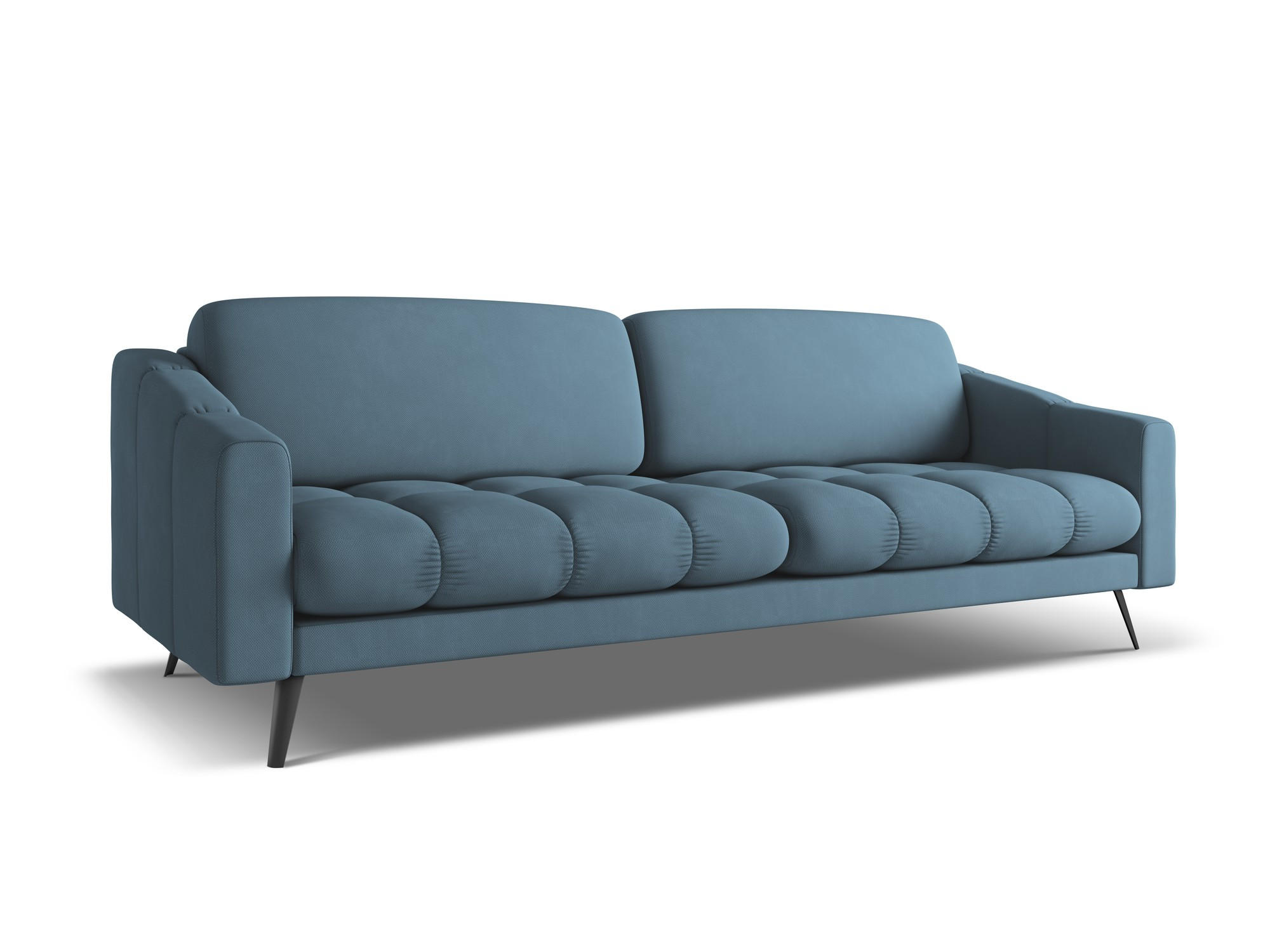 4-SITZER-SOFA Chenille Stoff Blau - Blau/Blaugrau, Textil/Metall (238/80/95cm) - Makamii
