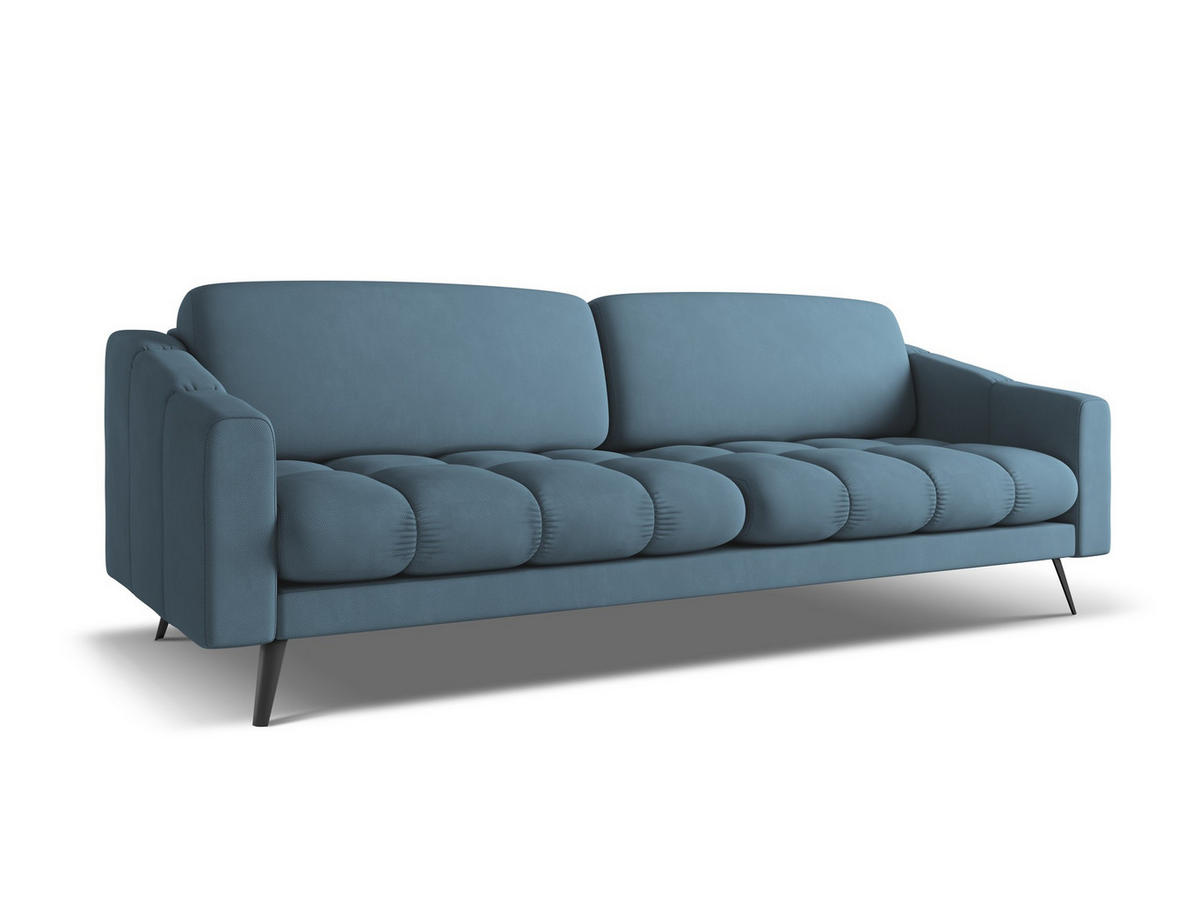 4-SITZER-SOFA Chenille Stoff Blau - Blau/Blaugrau, Textil/Metall (238/80/95cm) - Makamii