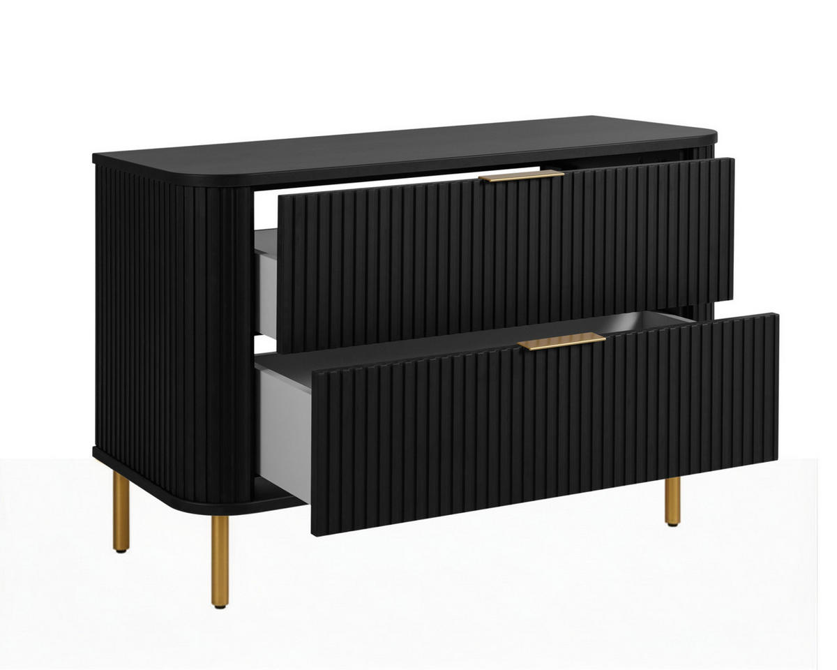 BADEZIMMERSCHRANK : Farbe Schwarz, Griff gold, Füße gold, 100 x 41,5 x 66,7 cm - Goldfarben/Schwarz, Holzwerkstoff (100/66.7/41.5cm) - 3XE LIVING