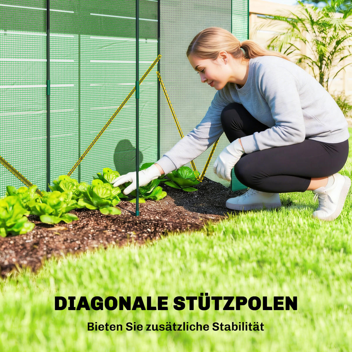 GEWÄCHSHAUS mit Netzfenster 200/75/188 cm - Grün, Metall (75/188/200cm) - Outsunny