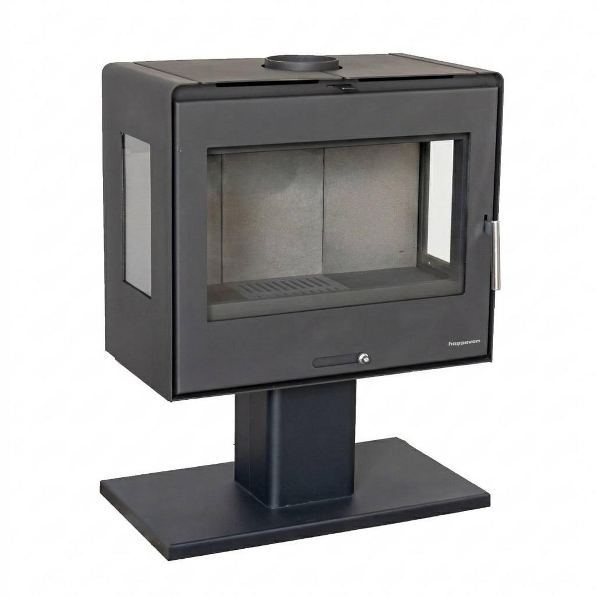 KAMINOFEN Holzofen Wohnzimmer Holzkamin 5071 Panorama 3 Seiten Glas 10 kW - Schwarz, Metall (70.4/90/38cm) - DanDiBo
