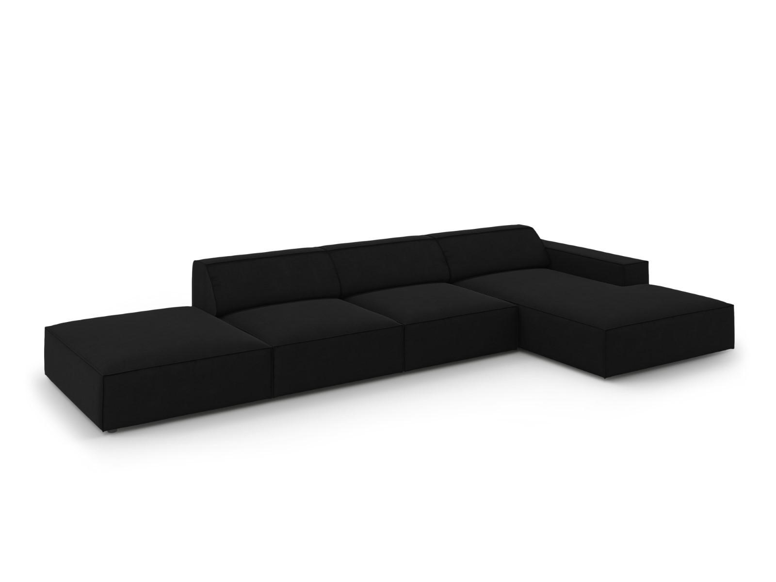 ECKSOFA rechts Jodie aus Samt schwarz 5 Sitzplätze - Schwarz, Textil (166/341cm) - Micadoni