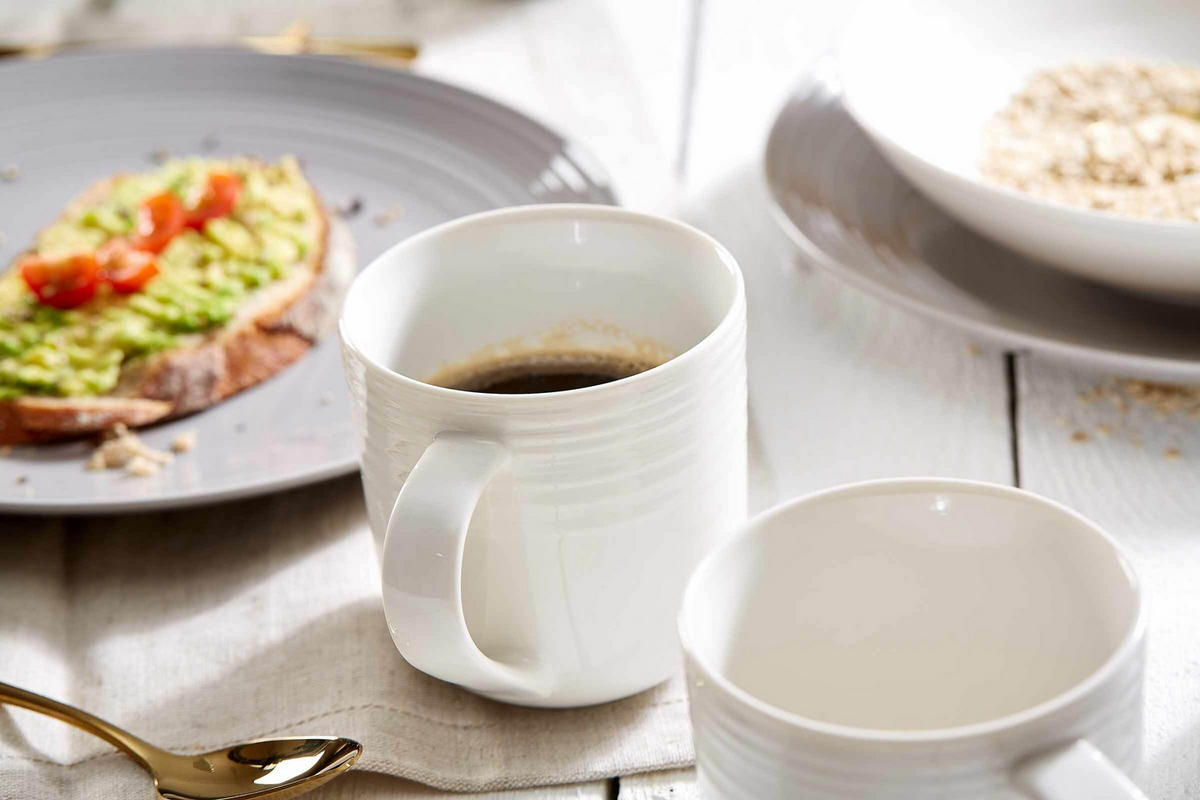 KAFFEEBECHER Levi Weiß 400 ml 6er Set - Weiß, Keramik (0.4L) - Ritzenhoff Breker