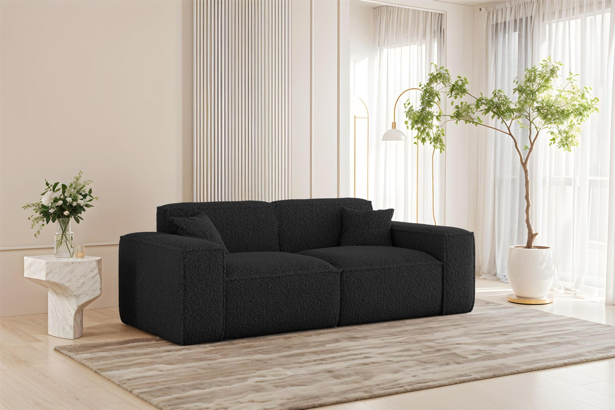 SOFA 2-sitzer Celes Premium In Sven - Schwarz, Holzwerkstoff/Textil (182/73/90cm) - Fun Möbel