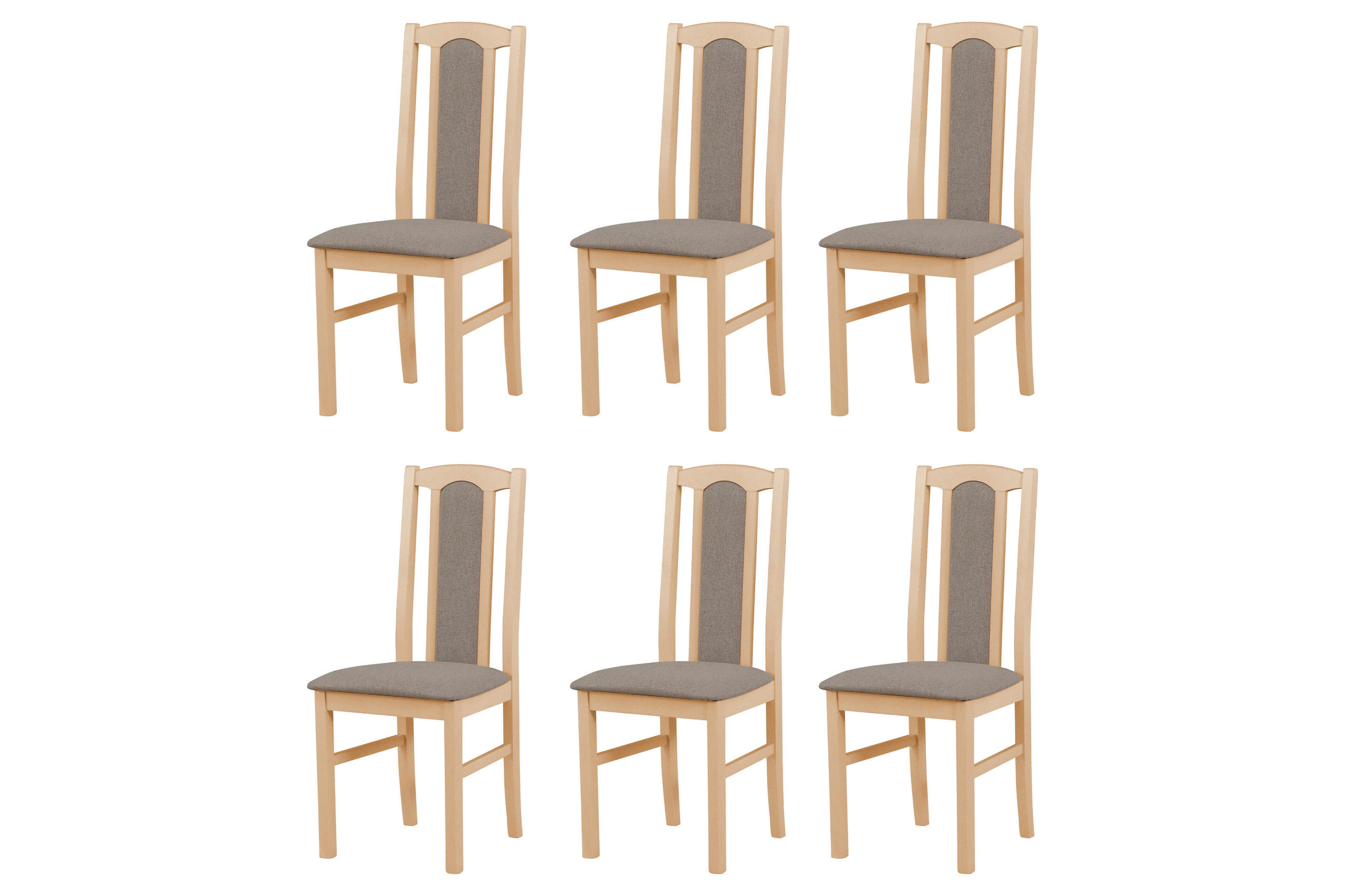 ESSZIMMERSTUHL - Set 6x Bos 7 sonoma, opium 20 - Graubraun/Sonoma Eiche, Holz (43/96/40cm) - Leaf Design