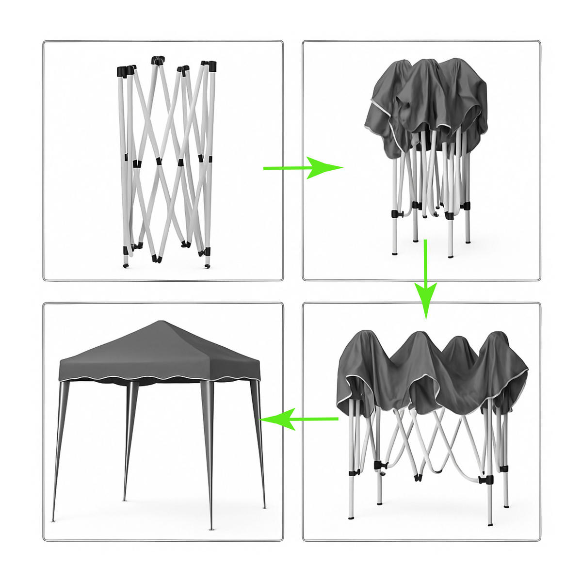 FALTPAVILLON 3 x 3 m ( Anthrazit ), wetterfestes und UV-Beständigs Pavillon mit Tragetasche - Anthrazit, Textil/Metall (300/250/300cm) - Bestlivings