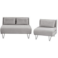 3-SITZER-SOFA SET hellgrau/schwarz Vestfold - Schwarz/Grau, Textil (78/78/130cm) - Beliani