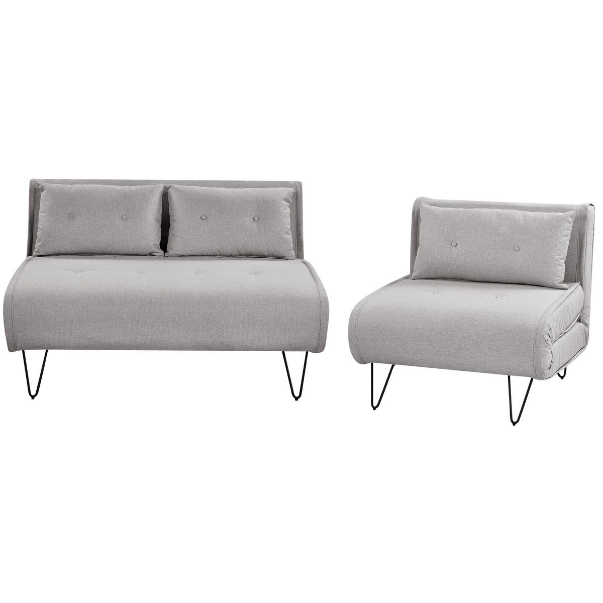 3-SITZER-SOFA SET hellgrau/schwarz Vestfold - Schwarz/Grau, Textil (78/78/130cm) - Beliani