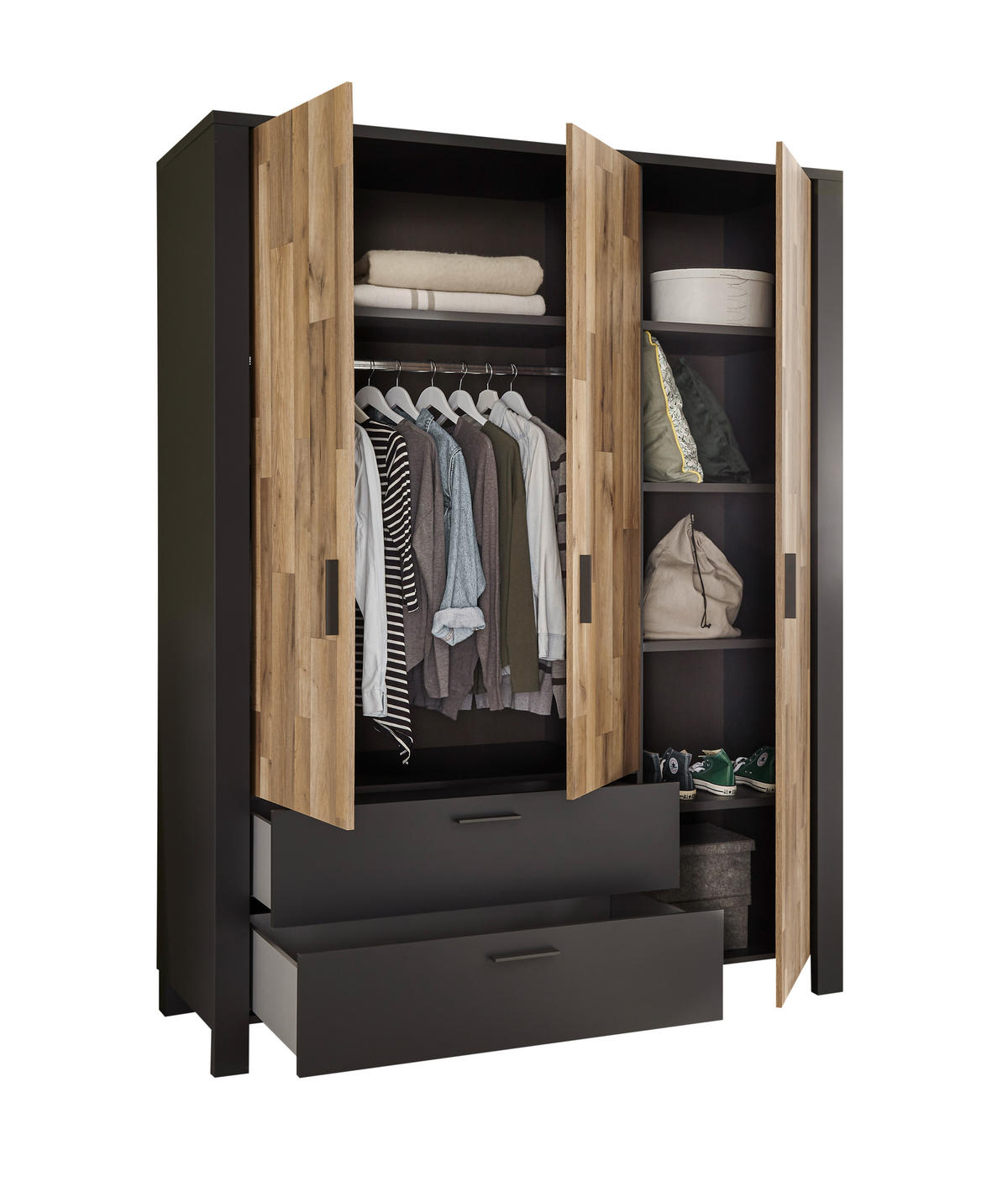 JUGENDZIMMER Dallas in Graphit und Montana Oak 6 teiliges Komplett Set - Braun/Grau, Holzwerkstoff (120/200/80cm)