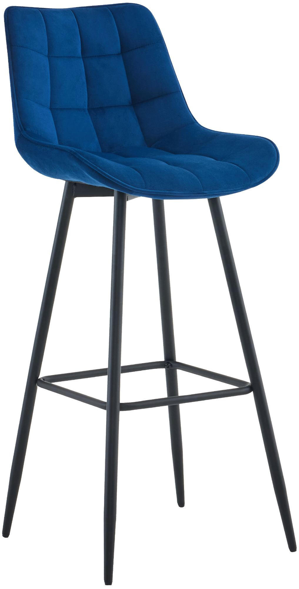 BARHOCKER Samt blau - Blau/Schwarz, Textil/Metall (47/106/52cm) - CLP