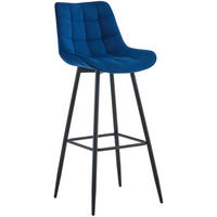 BARHOCKER Samt blau - Blau/Schwarz, Textil/Metall (47/106/52cm) - CLP