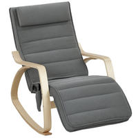 SCHAUKELSTUHL Schaukelsessel mit Massagefunktion, Kopfstütze, Fußstütze, Grau - Naturfarben/Grau, Holz/Textil (67/92/106cm) - HOMCOM