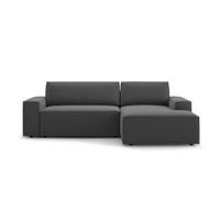 ECKSOFA ausklappbar rechts mit Container Jodie aus Samt grau 3 Sitzplätze - Grau, Textil (151/246cm) - Micadoni
