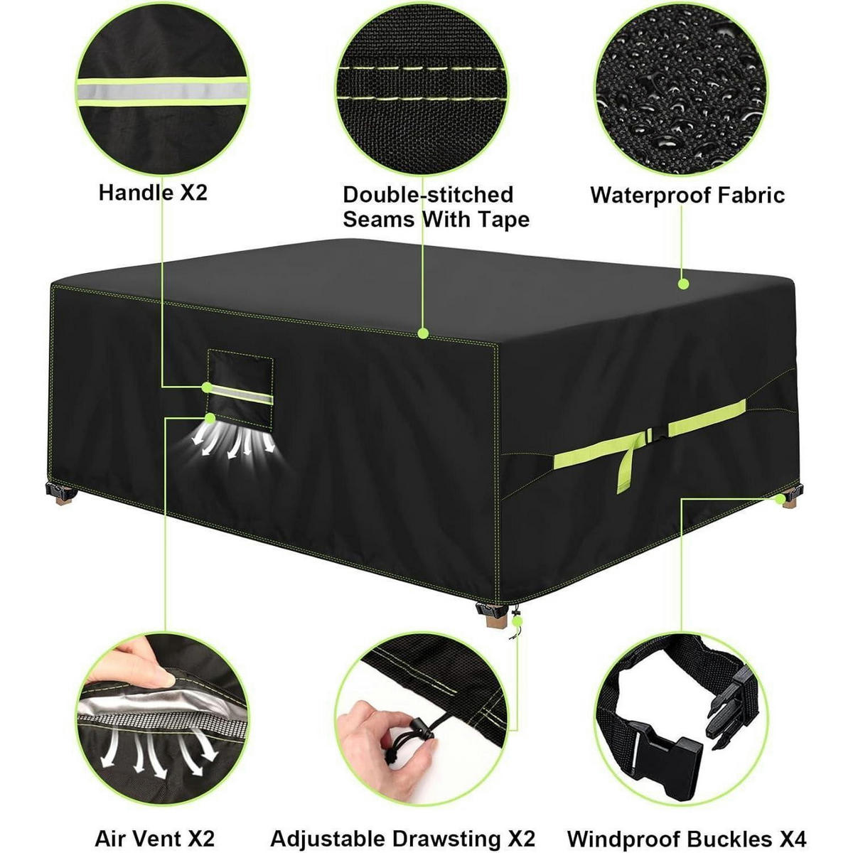 ABDECKHAUBE Gartenmöbel 160 x 150 x 85 cm 420D Oxford Wasserdicht UV-Beständig - Schwarz, Kunststoff (10/5/20cm)