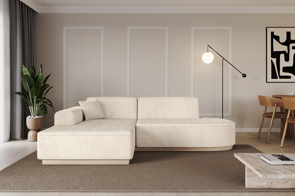 ECKSOFA Ottomane Links IREA-L1 - 232x165x80 cm Beige - Beige, Holzwerkstoff/Textil (232/165cm) - ALTDECOR