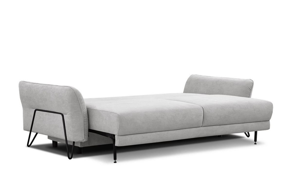 SOFA LOREM 3-Sitzer mit Schlaffunktion, hellgrau - Hellgrau/Schwarz, Holz/Textil (232/90/107cm) - Courtois Laville