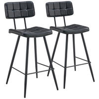 BARHOCKER Fernand Schwarz 2er-Set - Schwarz, Leder (43/95/56cm) - Happy Garden