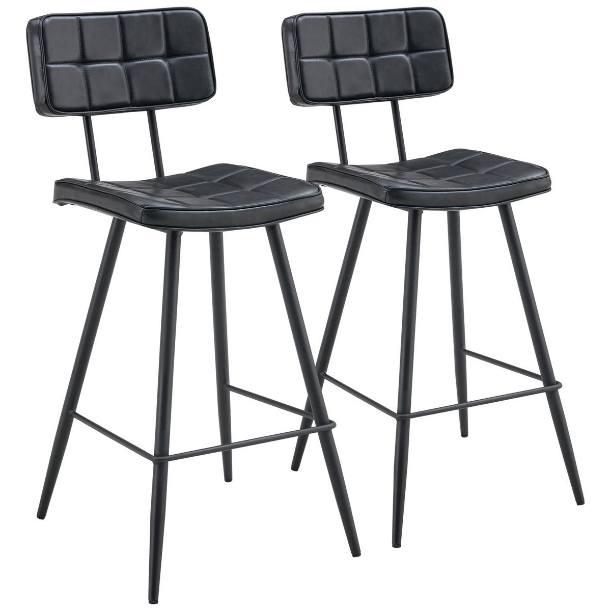BARHOCKER Fernand Schwarz 2er-Set - Schwarz, Leder (43/95/56cm) - Happy Garden