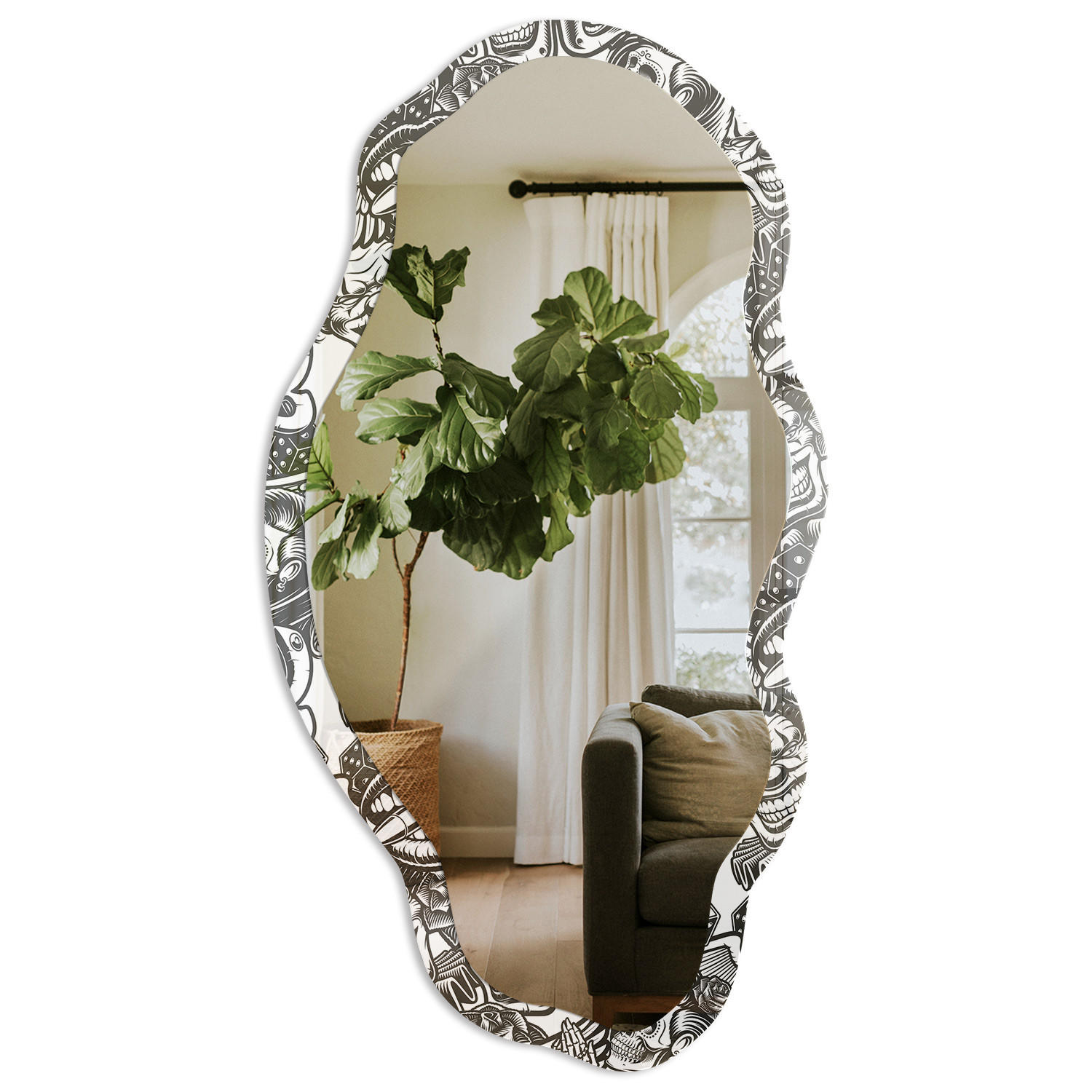 SPIEGEL 90x45 cm asymmetrisch mit Druck - Starke Gesichter - Transparent, Glas (45/90/0.4cm) - TULUP
