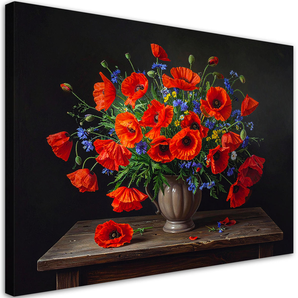 LEINWANDBILD Blumen 100x70cm - Rot, Textil (100/70cm) - Feeby