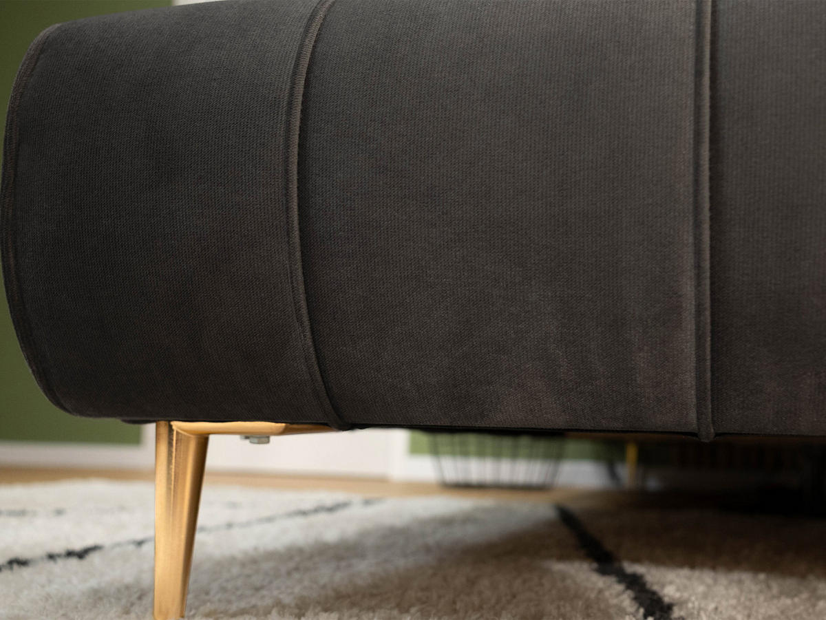 POLSTERBETT Slim XI mit Füße - Dunkelgrau/Goldfarben, Holz/Holzwerkstoff (180/200cm) - MIRJAN24