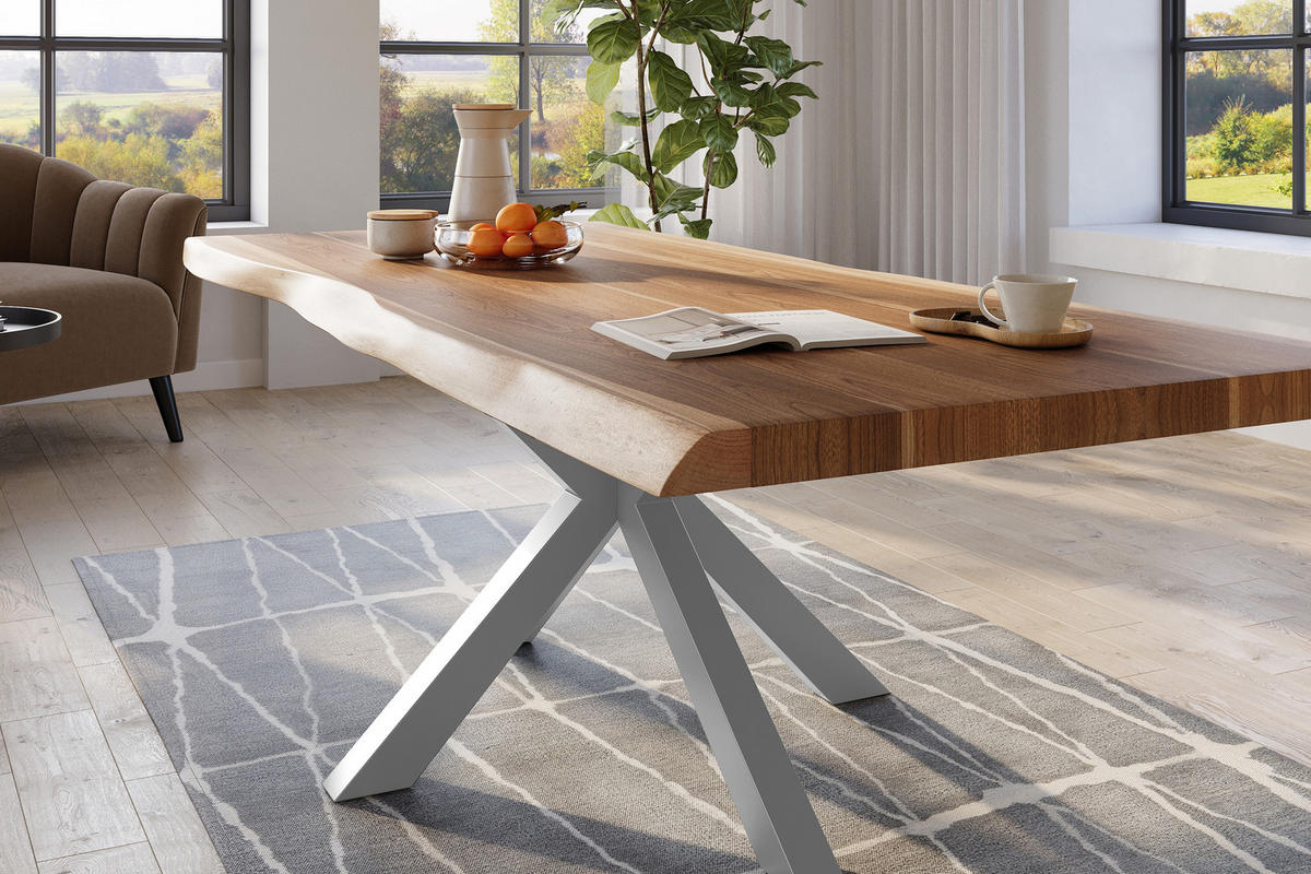 ESSTISCH TITAN - Beige/Silberfarben, Holz (110/240/79cm) - SAM