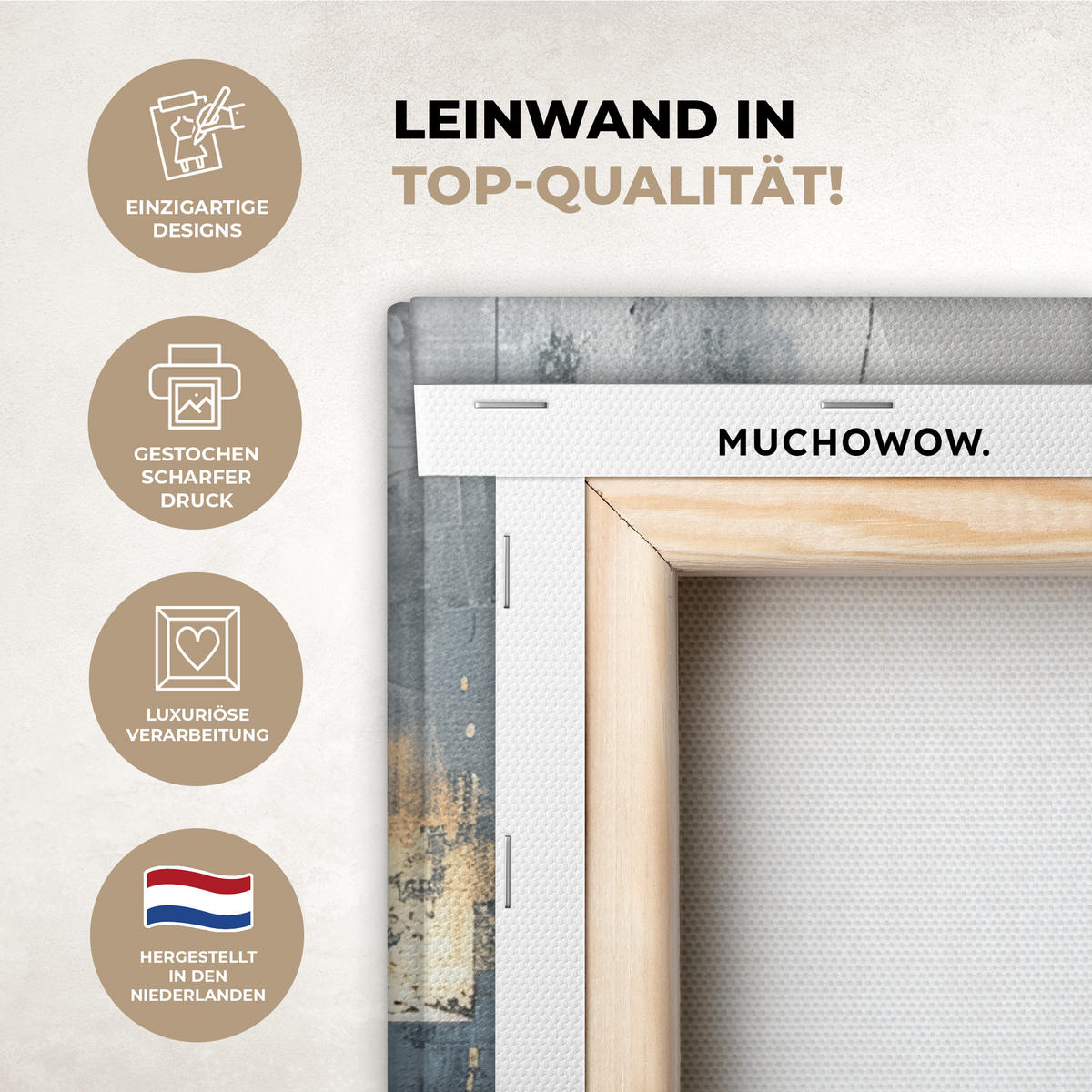 LEINWANDBILD Kunst - Grau - Gold - Abstrakt 50x50 cm - Dunkelgrau, Textil (50/50cm) - MuchoWow