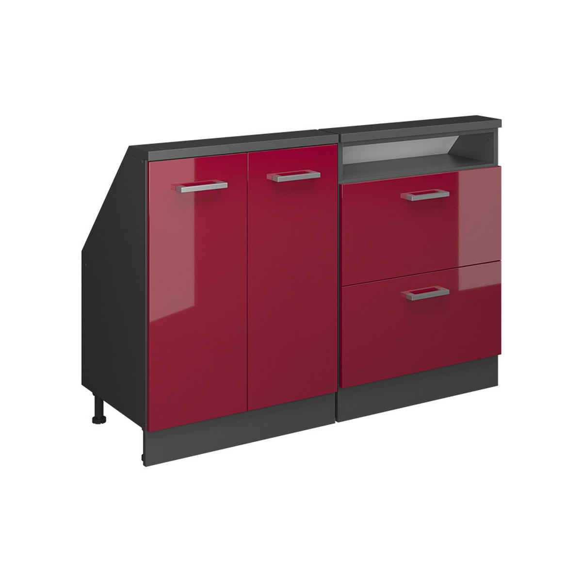 DACHSCHRÄGENSCHRANK-SET Rion Rot Hochglanz/Anthrazit 2er Set - Anthrazit/Rot, Holzwerkstoff (120/81.6/46cm) - Vicco