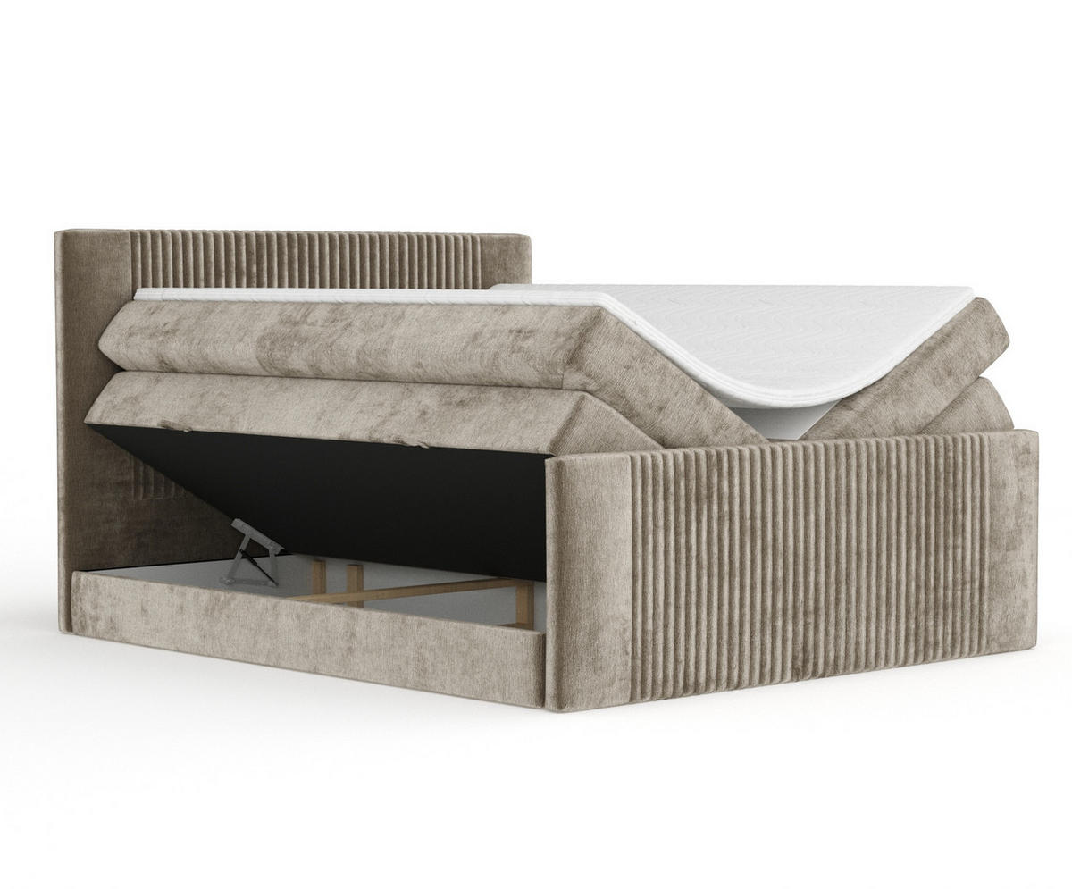 BOXSPRINGBETT Bergamo Beige 200/200 cm - Beige/Schwarz, Holz/Holzwerkstoff (200/200cm) - Maison de Reve