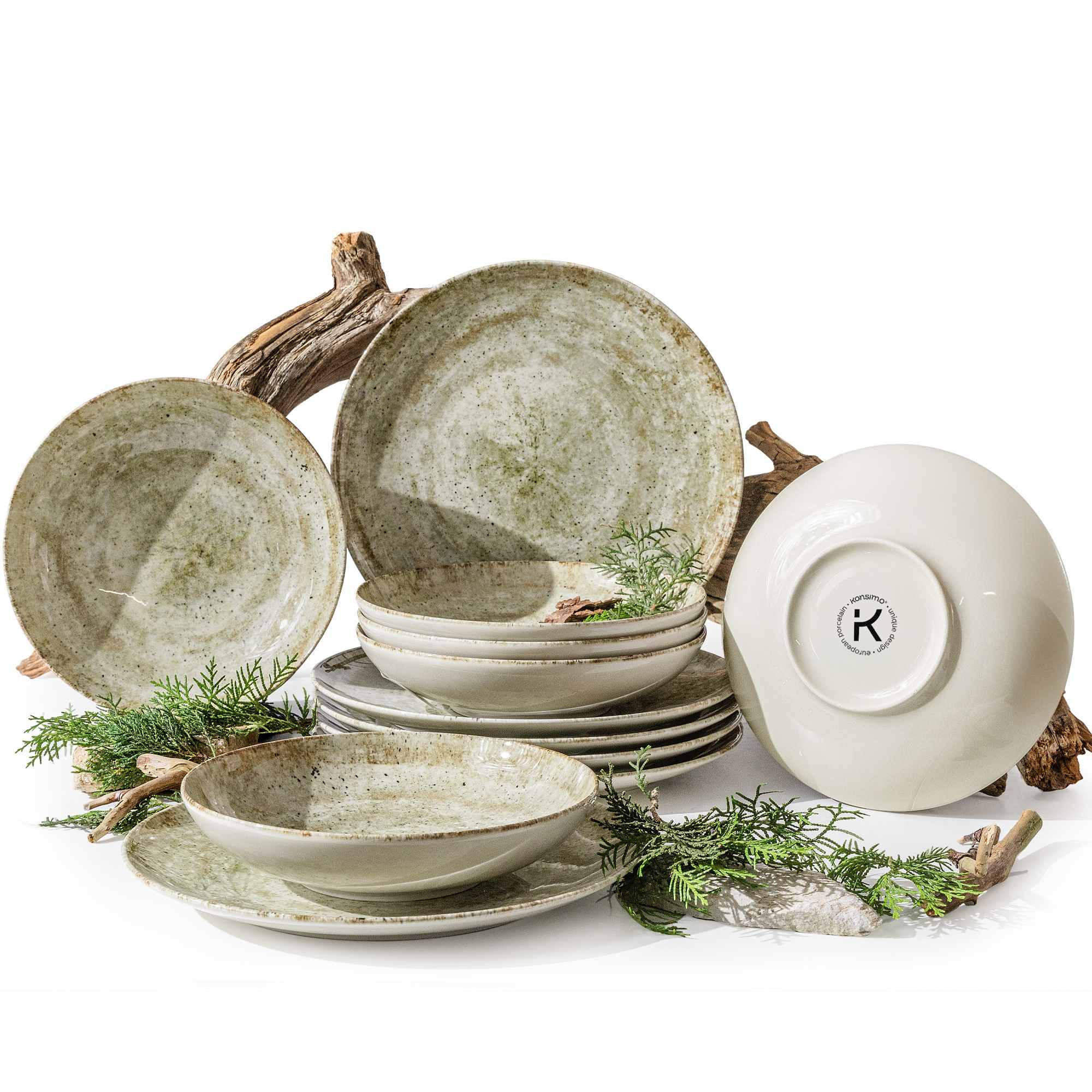 TAFELSERVICE ERATO 6 Personen 12-tlg Hartporzellan - Beige, Keramik (27.5/2/27.5cm) - KONSIMO®