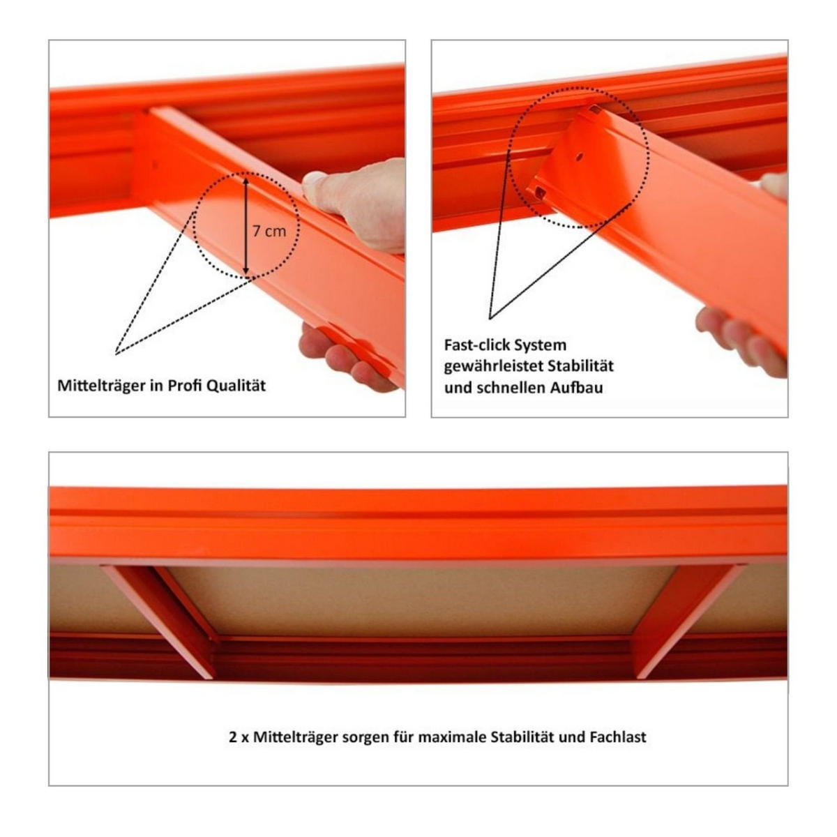 SCHWERLASTREGAL Dino 2er-Set 180x200x60cm Spanplatten-Ebenen Blau/Orange - Blau/Orange, Metall (400/180/60cm) - PROREGAL
