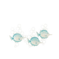 WANDDEKORATION FISCH MIT BLASEN - Blau, Metall (5/41.9/78cm) - J-Line