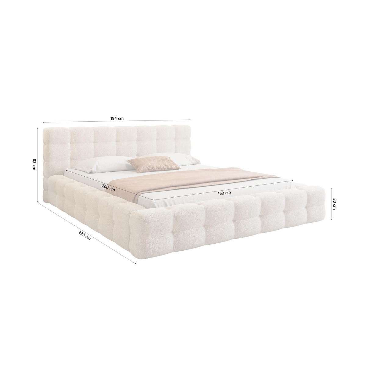 POLSTERBETT Calida 160x200 cm, Beige - Beige, Textil (160/200cm) - Fedve