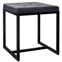 SITZWÜRFEL eckig 40/40/48 cm Lederlook schwarz - Schwarz, Textil/Metall (40/48/40cm) - CLP