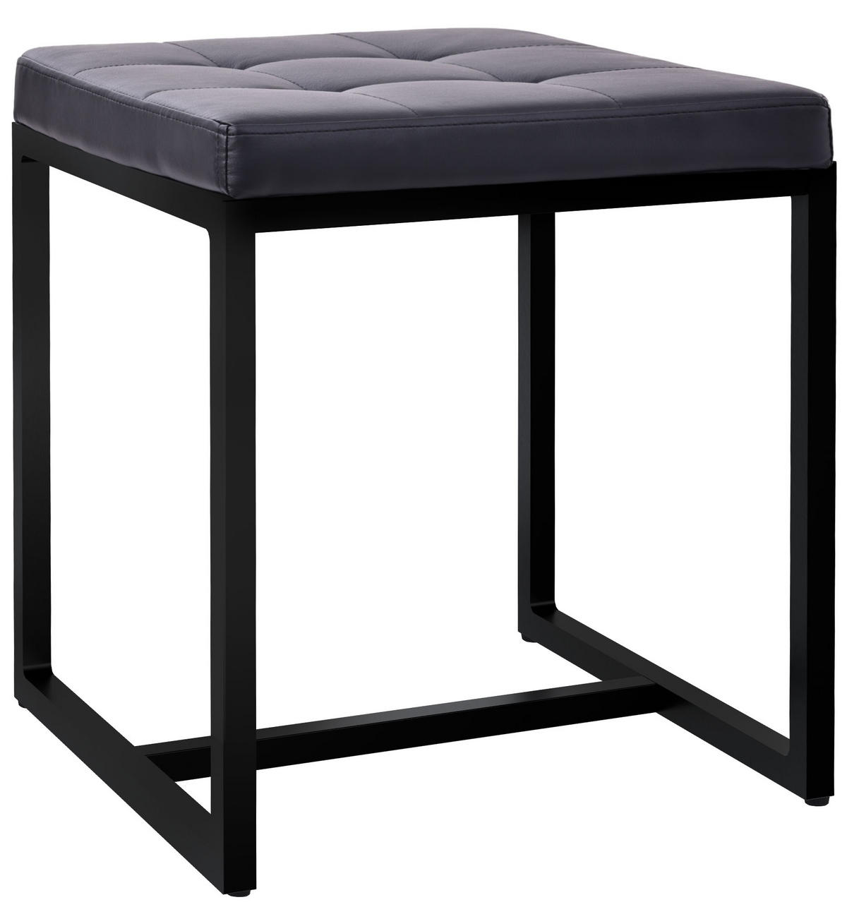 SITZWÜRFEL eckig 40/40/48 cm Lederlook schwarz - Schwarz, Textil/Metall (40/48/40cm) - CLP