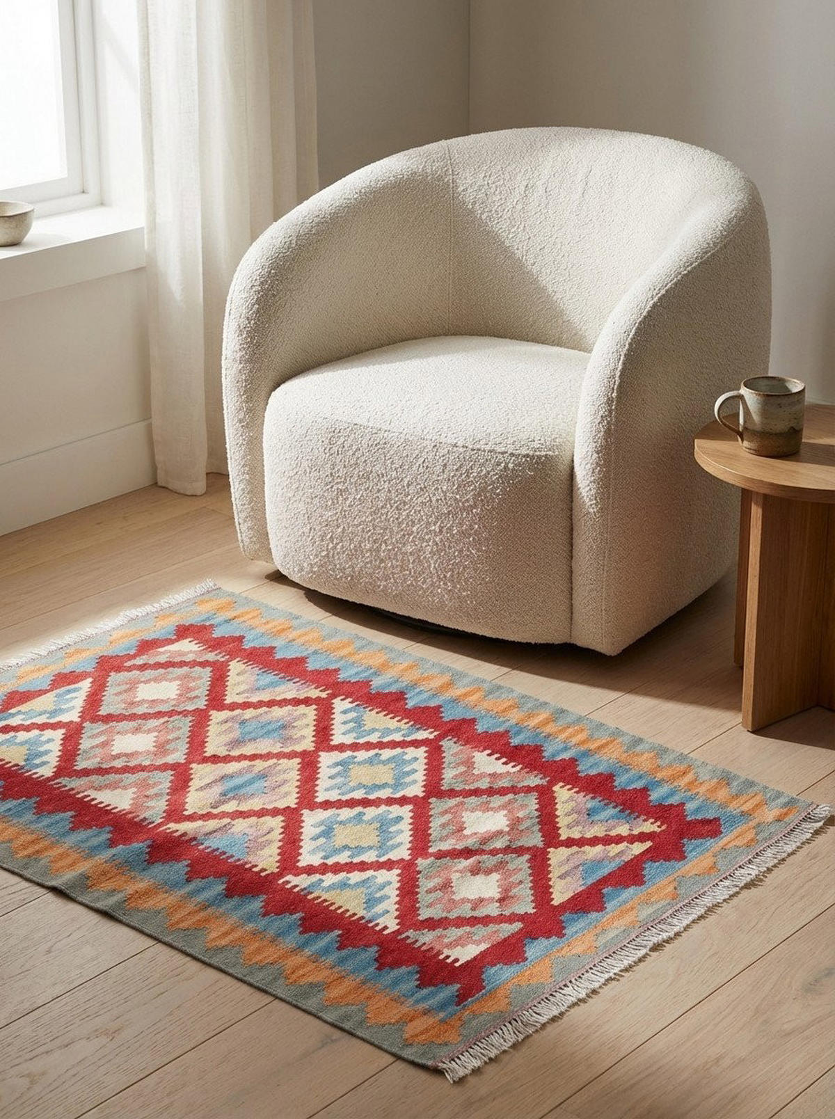 HANDWEBTEPPICH Gashgai Kelim Rot 115/80 cm Schurwolle - Rot, Textil (80/115cm) - Looma