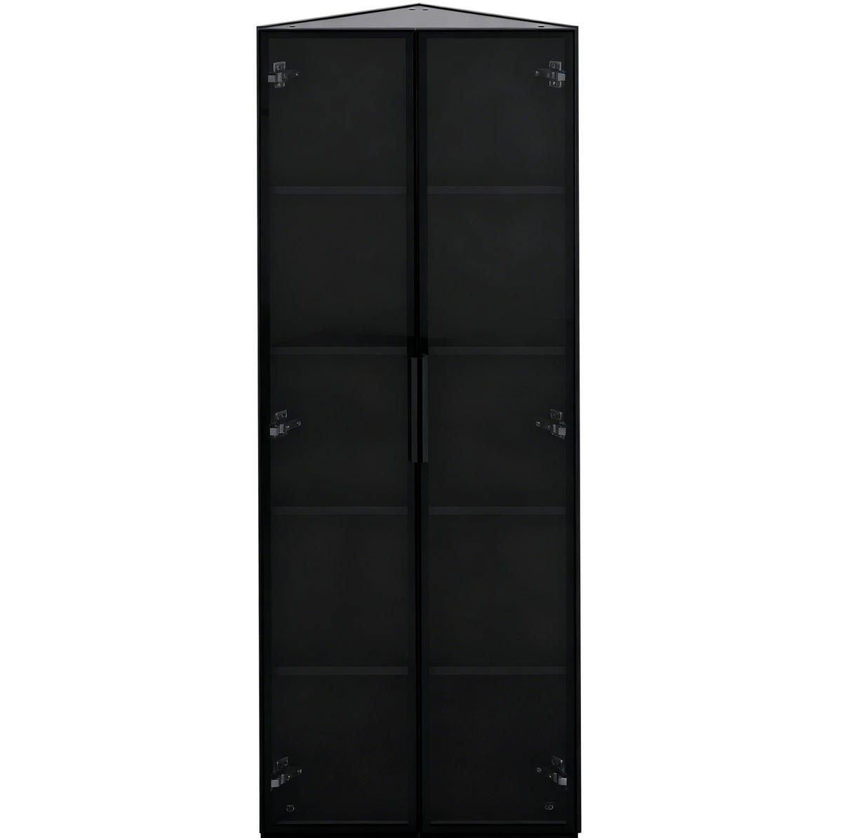 ECKVITRINE mit LED 62 x 35 x 160 cm MDF Glas Black - Schwarz, Glas (35/160/62cm) - Beauniv